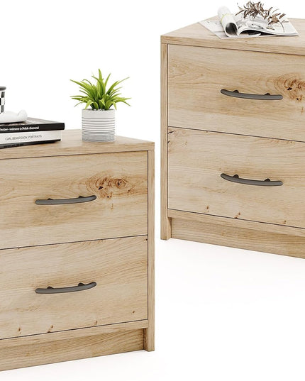 Giantex Nightstand with 2 Drawers, Modern Night Stand with Storage Drawers, Compact Floor Sofa Side Table for Small Spaces