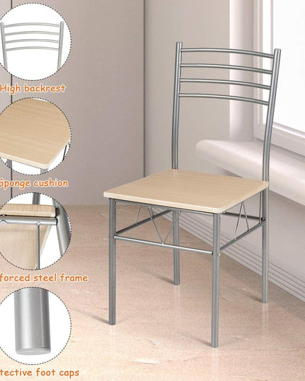 Giantex 5 Piece Dining Table Set, Kitchen Dining Set with Tempered Glass Table Top and 4 Chairs