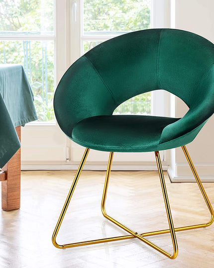 Modern Velvet Accent Chair, Comfy Cute Upholstered Vanity Desk Chair - Giantexus