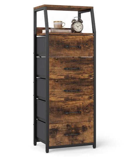 GIANTEX Tall Dresser with 4/5 Fabric Drawers & Metal Frame for Living Room (1/2)