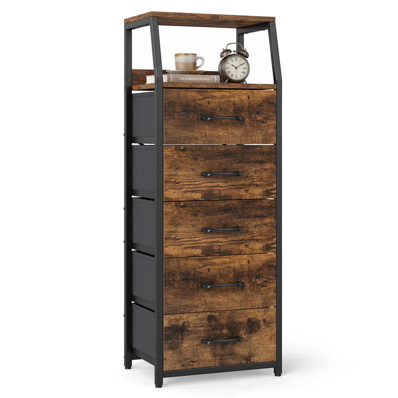GIANTEX Tall Dresser with 4/5 Fabric Drawers & Metal Frame for Living Room (1/2)