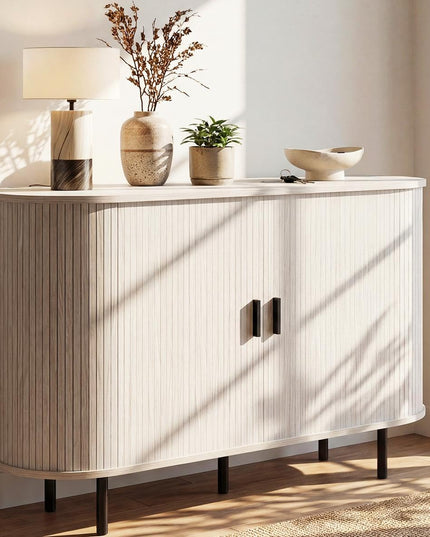 Giantex 47'' Fluted Sideboard Buffet Cabinet with Tambour Sliding Doors