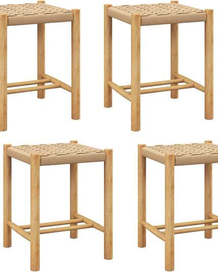 Giantex Wood Stools Set of 2, 18" Tall Boho Backless Stool Chairs with Rubber Wood Legs