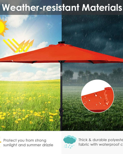 9ft Market Patio Umbrella w/Solar Lights - Giantexus