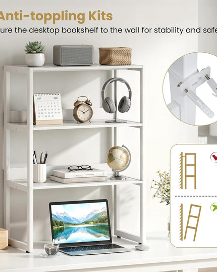 Giantex Desktop Bookshelf, 3-Tier Desk Hutch Dorm with Open Shelves