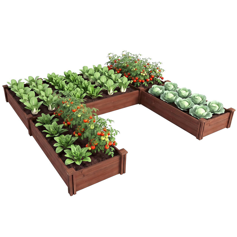 U-Shaped Raised Garden Bed (92.5" L x 95" W x 11" H)