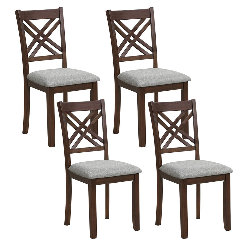 GIANTEX Farmhouse X-Back Upholstered Wood Dining Chairs Set of 2/4