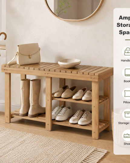 GIANTEX 3-Tier Wooden Shoe Rack Bench