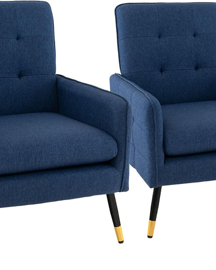 Giantex Modern Mid-Century Accent Chair - Upholstered Armchair with Tufted Back, Metal Legs