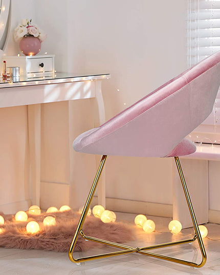 Modern Velvet Accent Chair, Comfy Cute Upholstered Vanity Desk Chair - Giantexus