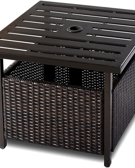 Giantex Patio Rattan Wicker Umbrella Side Table