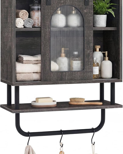 Giantex Bathroom Wall Cabinet | Farmhouse Medicine Cabinet with Sliding Barn Door
