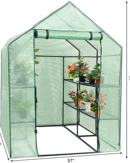 Outdoor Portable Greenhouse Mini Walk in 3 Tiers 8 Shelves Stands