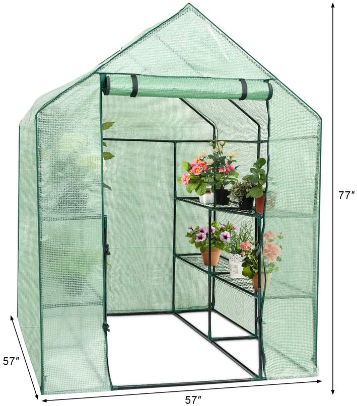 Outdoor Portable Greenhouse Mini Walk in 3 Tiers 8 Shelves Stands