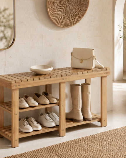 GIANTEX 3-Tier Wooden Shoe Rack Bench