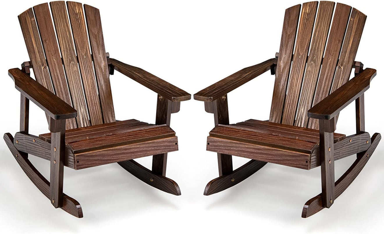 Giantex Wooden Adirondack Rocking Chair - Kids Outdoor Adirondack Rocker with Slatted seat, Smooth Rocking Feet