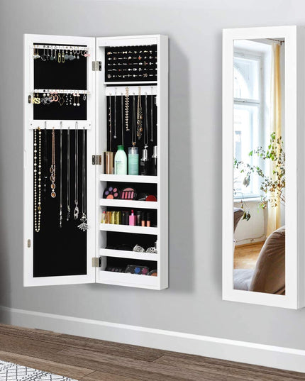 Giantex | 12 LEDs Wall Mounted Jewelry Armoire Cabinet with Mirror