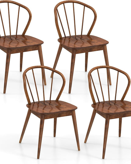 Giantex Wooden Dining Chairs Set of 2/4, Windsor Kitchen Chairs w/High Spindle Back & Rubber Wood Legs