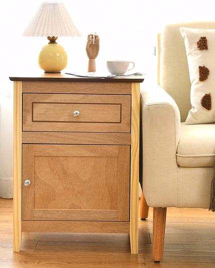 Wooden End Table W/Shelf - Giantex