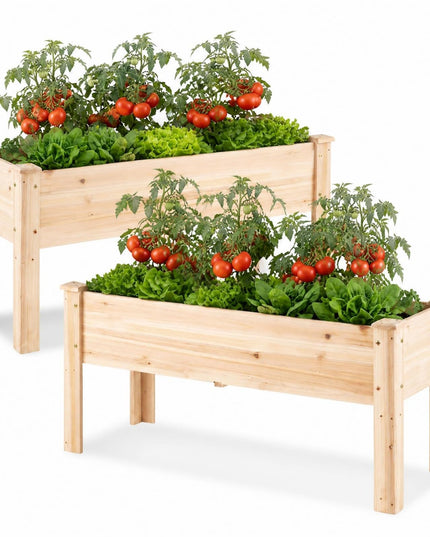 Jardinière en bois sur pieds, 120,65 cm L x 43,18 cm l x 50,8 cm H