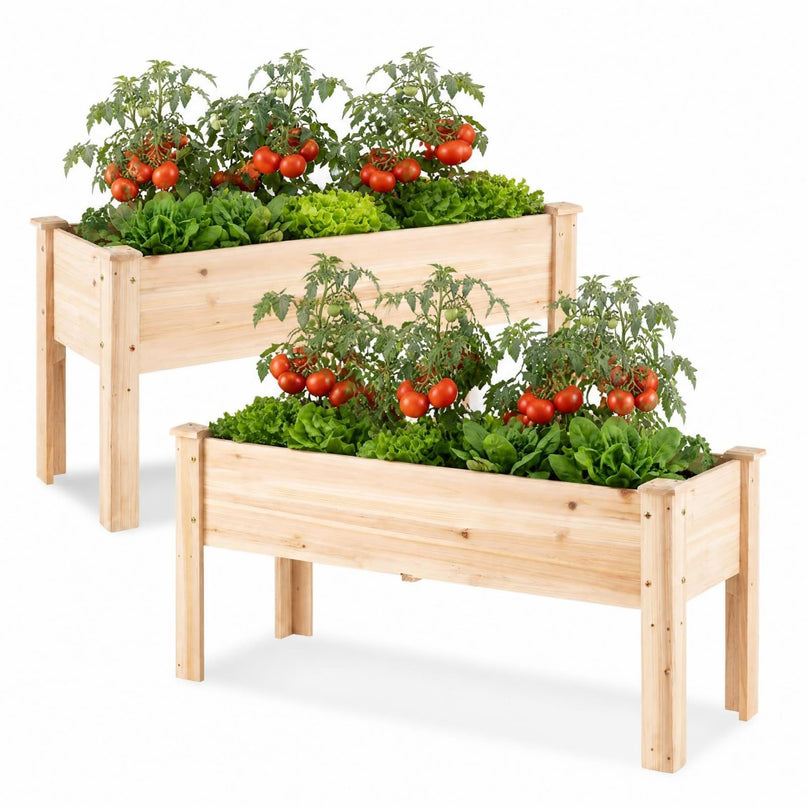 Jardinière en bois sur pieds, 120,65 cm L x 43,18 cm l x 50,8 cm H