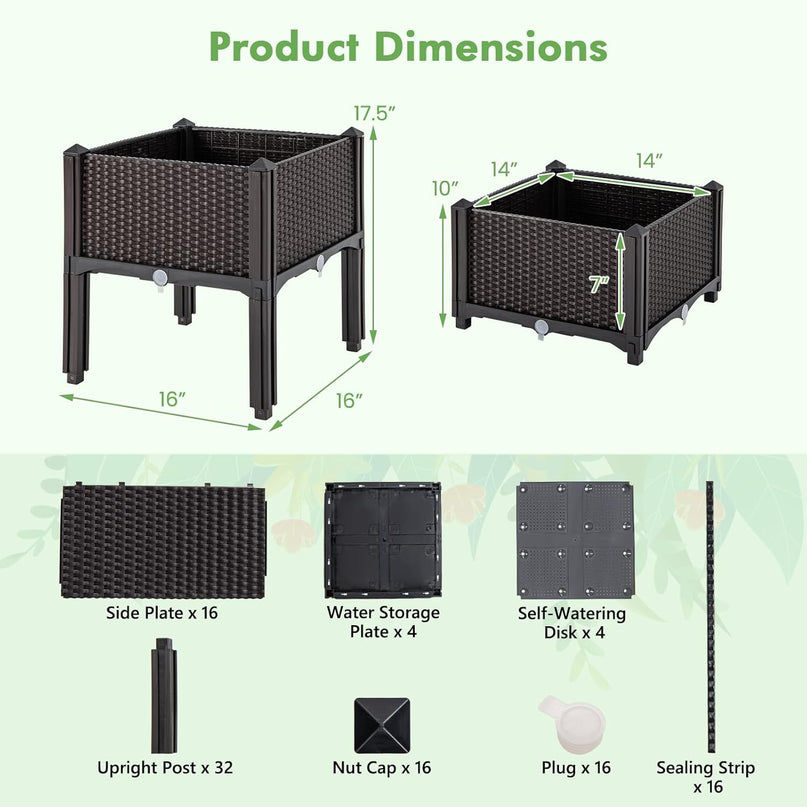 Giantex Raised Garden Bed Elevated Planter Box Kit with Self-Watering System