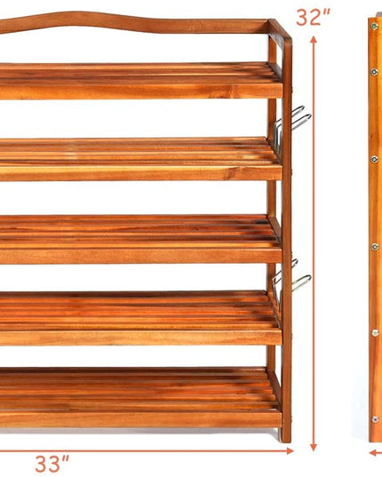 5-Tier Wood Shoe Rack Entryway Shoe Shelf Storage Organizer - Giantex