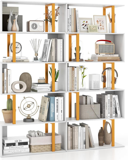 Giantex 5-Tier Geometric Bookcase Freestanding Display Shelf Rack