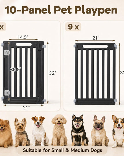 GIANTEX 32" Plastic Pet Fence with Lockable Door for Puppy