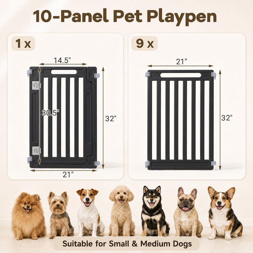 GIANTEX 32" Plastic Pet Fence with Lockable Door for Puppy