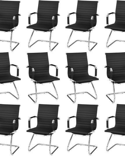 Giantex Conference Chair Set of 4 Heavy Duty PU Leather W/Protective Arm Sleeves