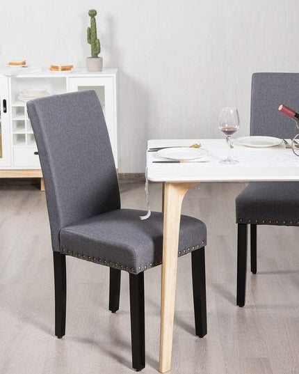 Giantex Upholstered Dining Chairs Set of 2 or 4, Fabric Side Chairs w/Wood Legs - Giantexus