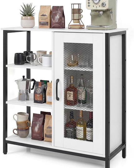Giantex Buffet Sideboard | Industrial Kitchen Storage Side Cabinet with Metal Mesh Door