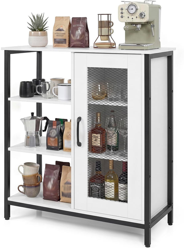 Giantex Buffet Sideboard | Industrial Kitchen Storage Side Cabinet with Metal Mesh Door