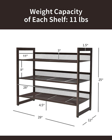 3-Tier Metal Shoe Rack, Shoe Storage Organizer - Giantexus