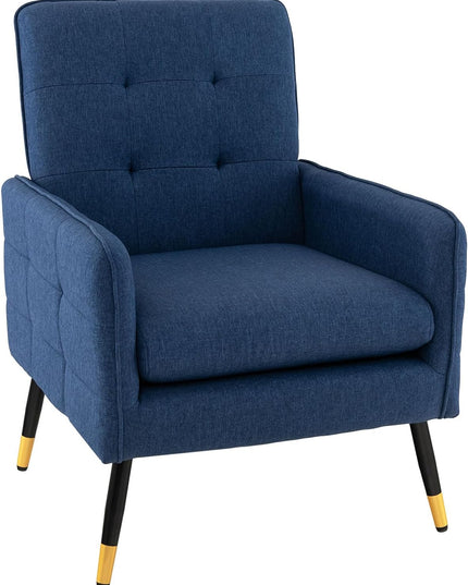 Giantex Modern Mid-Century Accent Chair - Upholstered Armchair with Tufted Back, Metal Legs