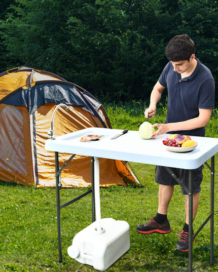 Folding Fish Cleaning Table, Camping Table with Sink and Faucet