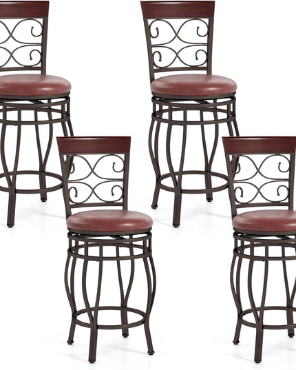 Giantex 26" Swivel Bar Stools with Upholstered PU Leather Seat & Footrest