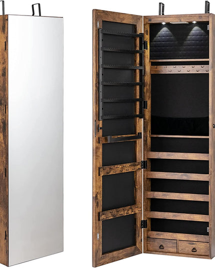 Wall Door Jewelry Armoire Cabinet with Full-Length Mirror
