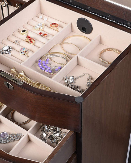 Large Jewelry Armoire Cabinet with 8 Drawers & 2 Swing Doors - Giantex