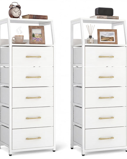 GIANTEX Tall Dresser with 4/5 Fabric Drawers & Metal Frame for Living Room (1/2)