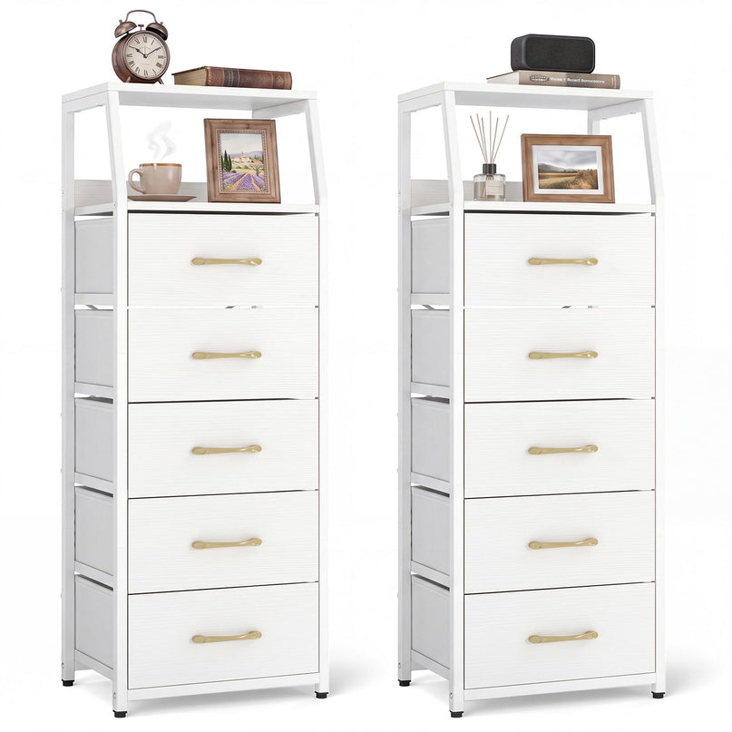 GIANTEX Tall Dresser with 4/5 Fabric Drawers & Metal Frame for Living Room (1/2)