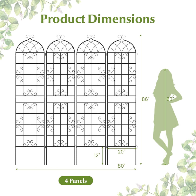 Treillis de jardin en métal Giantex 86"x20" pour plantes grimpantes d'extérieur (lot de 2/4)