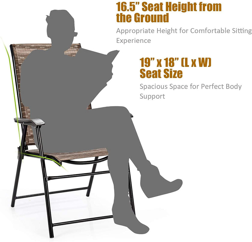 2-Pack Patio Dining Chairs, Portable Folding Chairs - Giantexus