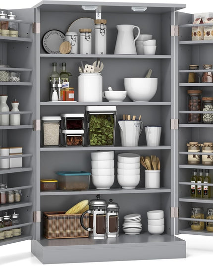Giantex 41" Kitchen Pantry Cabinet, 2-Door Storage Cabinet with 17 Shelves