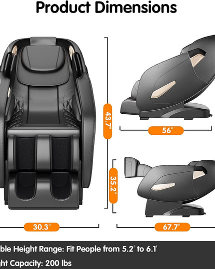 Giantex Full Body Massage Chair, SL Track Massage Recliner Electric Zero Gravity W/Airbags, Back Heater, Foot Roller, Auto Body Detector, Adjusting Shiatsu Full Body Massage Chair G002