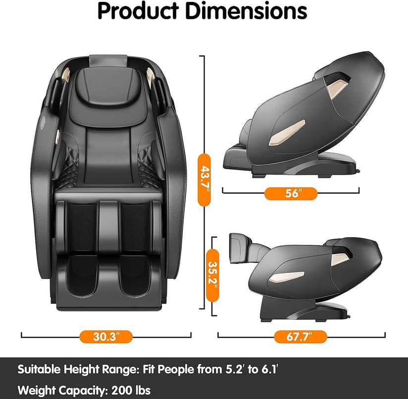 Giantex Full Body Massage Chair, SL Track Massage Recliner Electric Zero Gravity W/Airbags, Back Heater, Foot Roller, Auto Body Detector, Adjusting Shiatsu Full Body Massage Chair G002