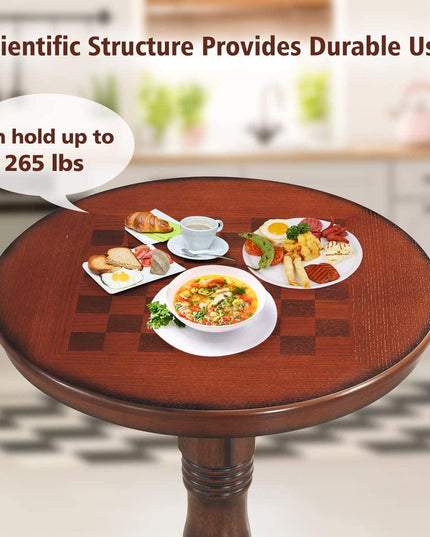 Table 42" Wooden Round Pub Pedestal Side Table - Giantexus