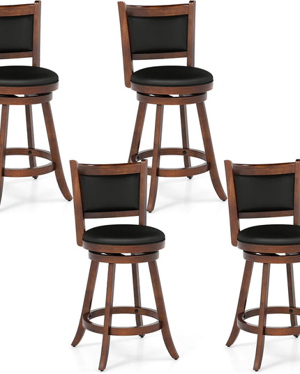Tabouret de bar à hauteur de comptoir Giantex avec dossier pivotant en bois et revêtement en tissu