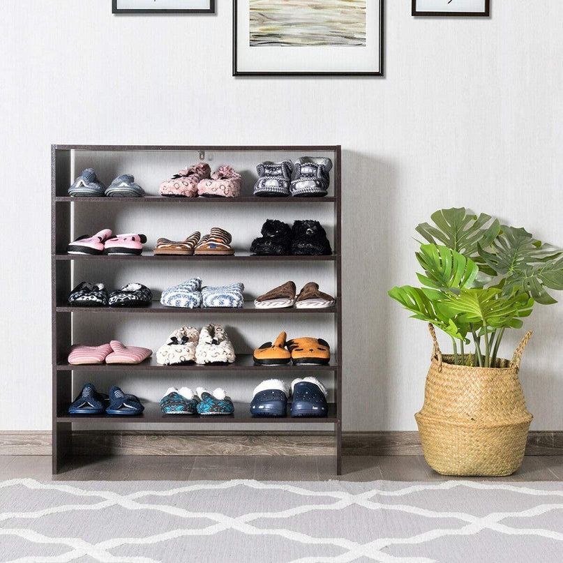 3-in-1 Shoe Rack, 5-Tier Shoe Organizer, Wood Storage Shelf for Shoes - Giantexus